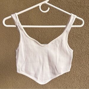 ZARA White Ribbed Crop Top